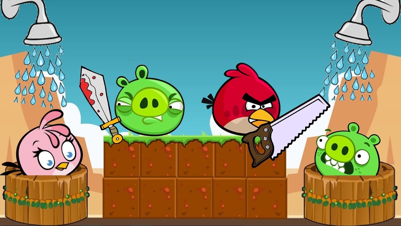 Angry Birds Take A Shower 2 - STELLA AND PIGGIES FIGHTING EACHOTHER TO TAKE SHOWER!