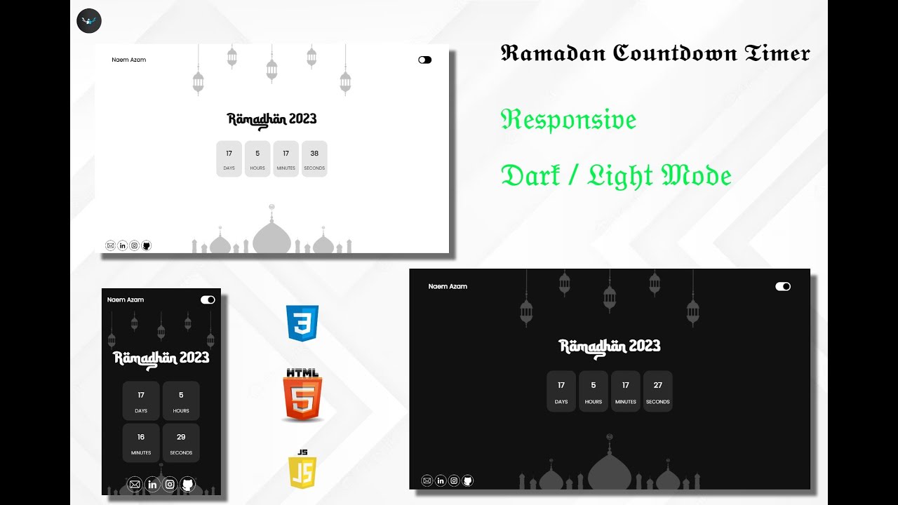 Responsive  Ramadhan Countdown Timer with JavaScript || The Terminal Boy