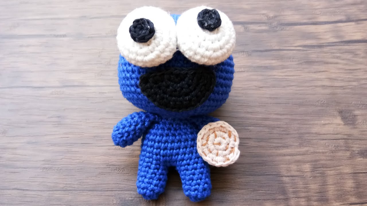 COOKIE MONSTER BIG FACE AMIGURUMI CROCHET TUTORIAL | TUTORIAL BONEKA RAJUT COOKIE MONSTER