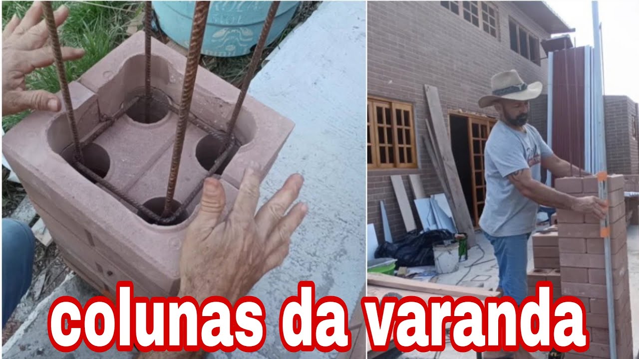 finalmente  fazendo as colunas da varanda, agora com outro tijolo, outro novo fabricante...