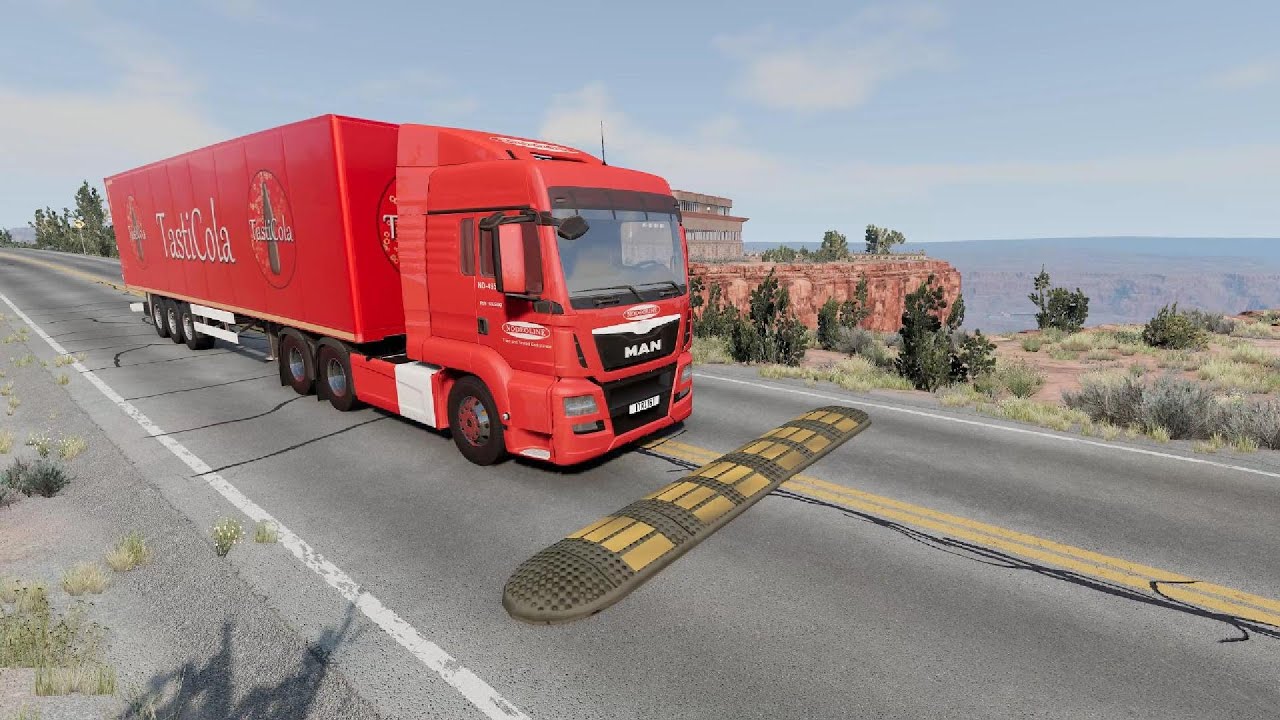 Trucks vs Massive Speed bumps Beamng Drive #372 live 3