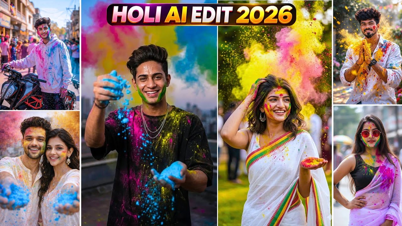 NEW Trending Holi Photo Editing 2026 | Google Gemini AI Se Holi Color Splash Photo Kaise Banaye 🌈🔥