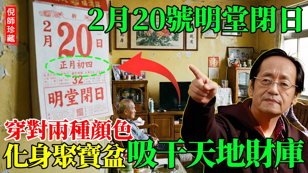 倪海廈：2月20號正月初四！這天穿對「兩種顏色」，正東方布下一陣，你就是行走的聚寶盆！吸乾天地財庫！#倪海廈 #正月初四 #迎財神 #2026運勢 #開運風水 #丙午年 #乙丑日 #黃曆閉日