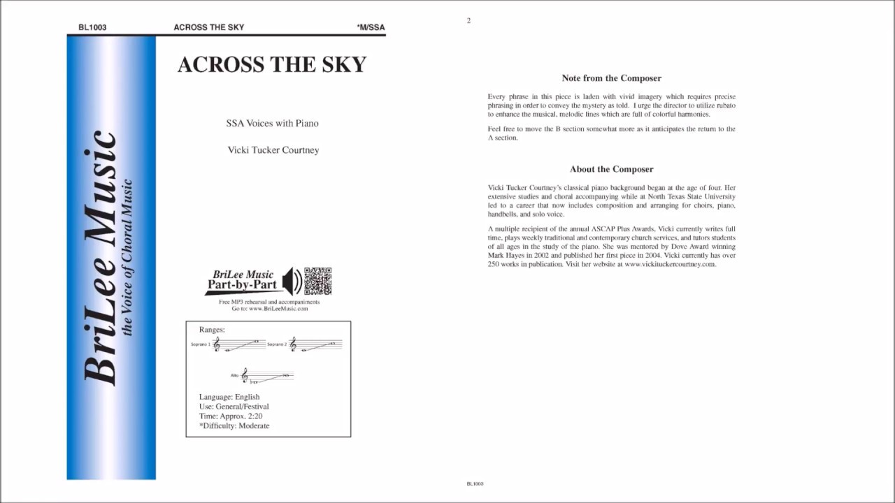 Across the Sky (BL1003) by Vicki Tucker Courtney