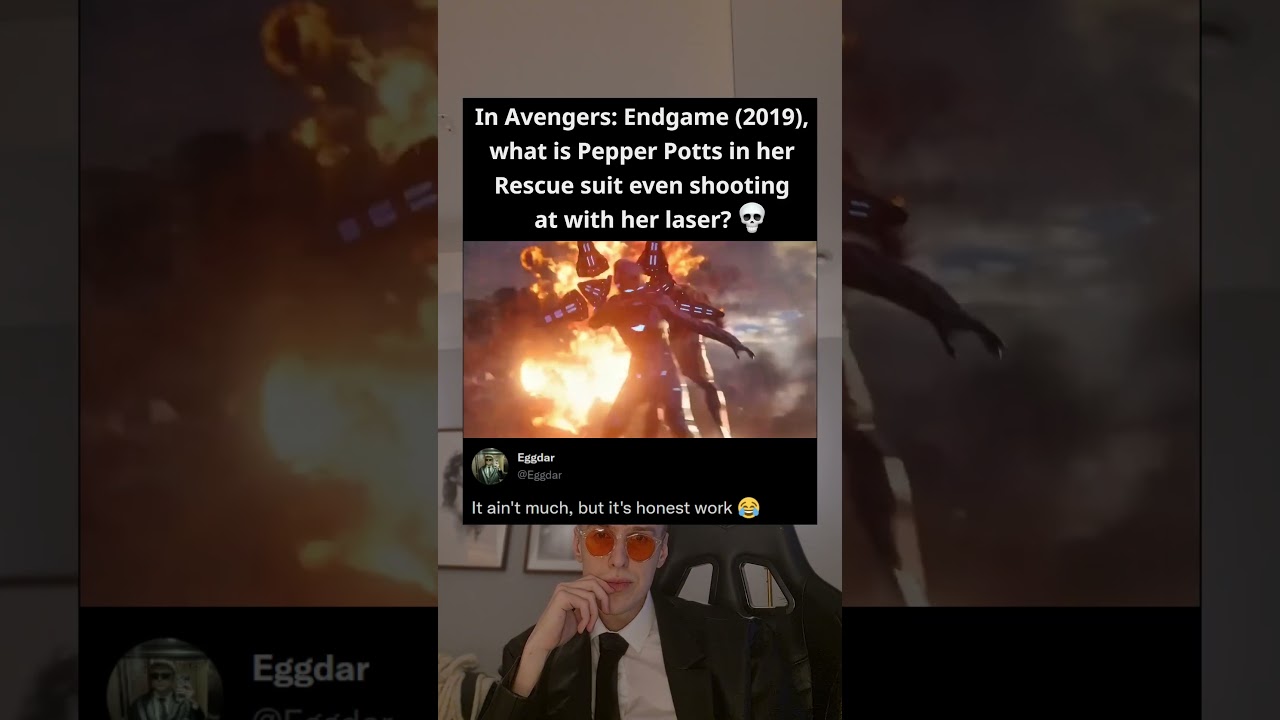 In Avengers: Endgame (2019), what is Pepper Potts in her Rescue suit even shooting at with her