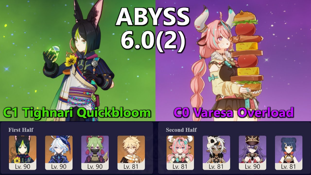 6.0(2) Spiral Abyss Clear || Tighnari Quickbloom / Varesa Overload || no voiceover no edit