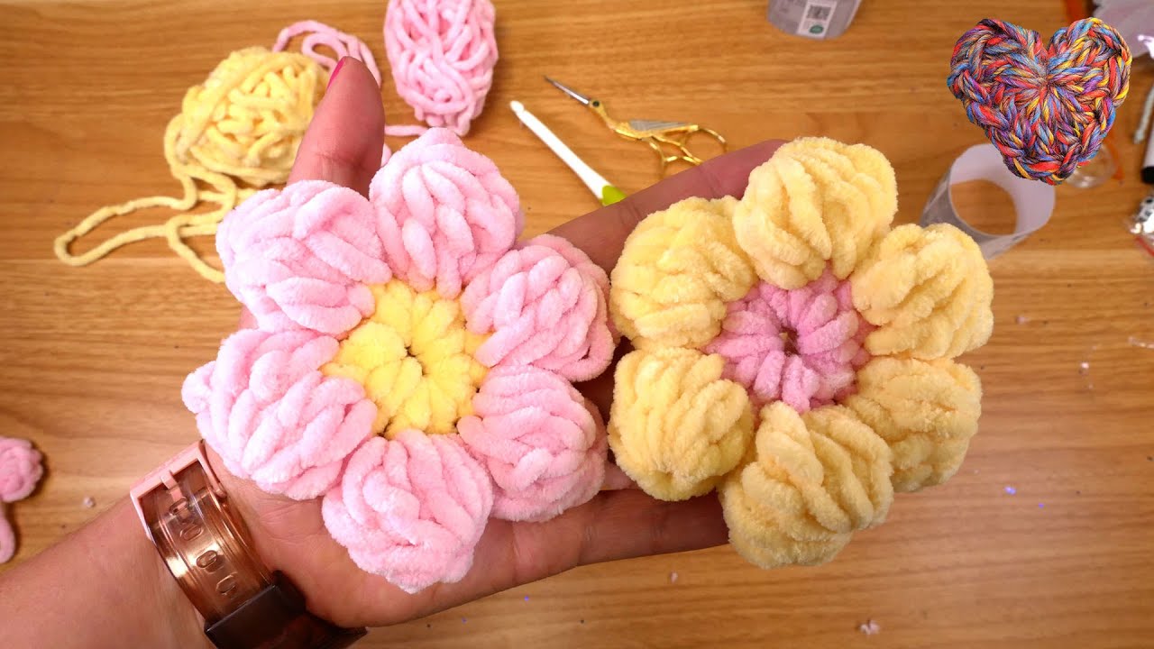 Häkeln | Kuschel Blume in zwei Farben | Deko Idee