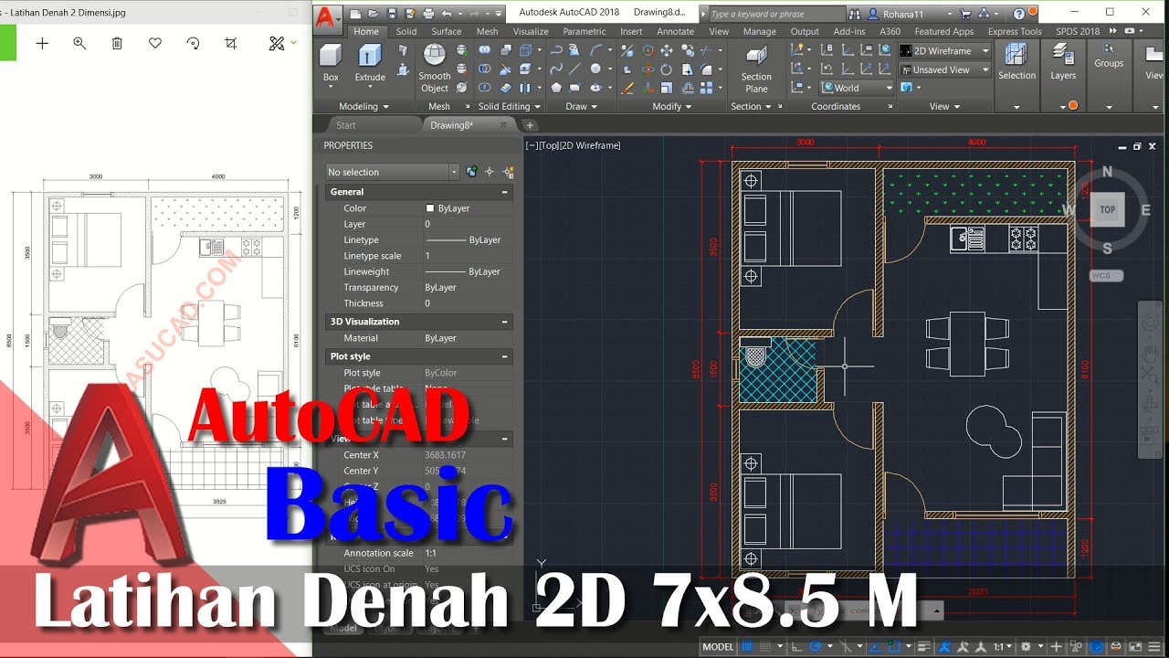Latihan Dasar Membuat Denah 7x85 M Di AutoCAD Untuk Pemula