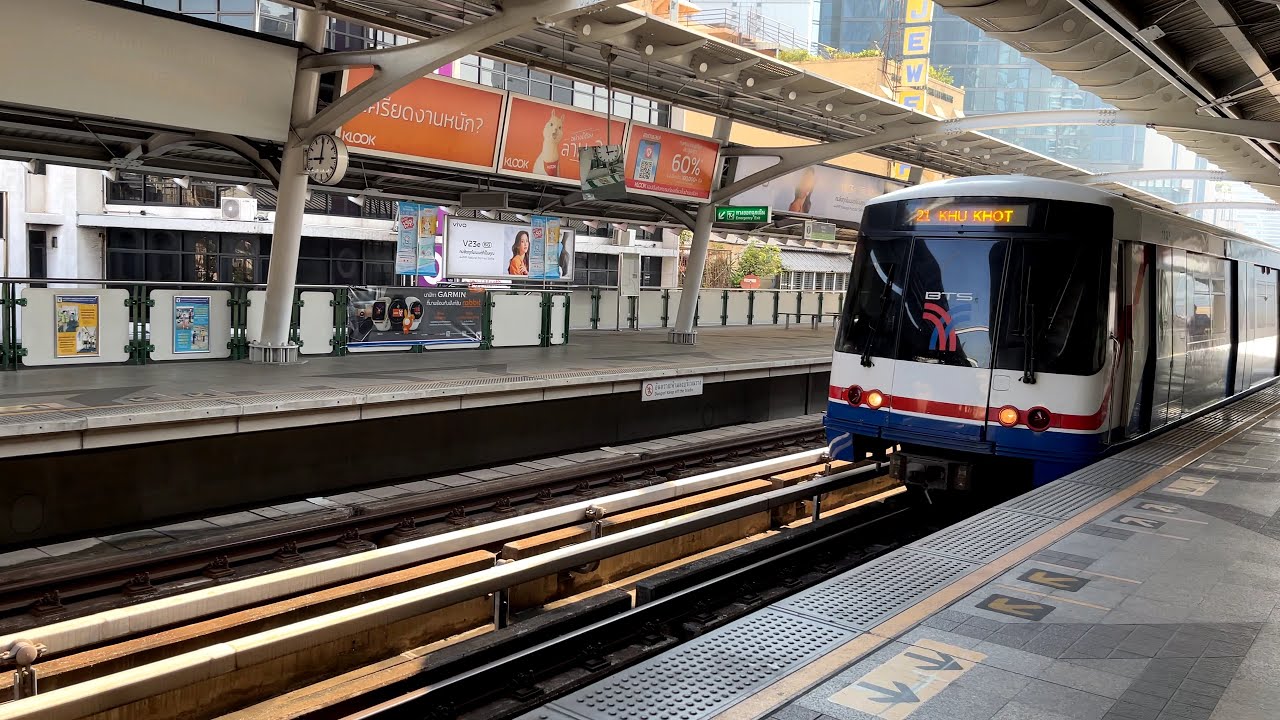 [4K] Bangkok Skytrain Nana BTS to Sala Daeng BTS Plus Walk To Lumphini Park