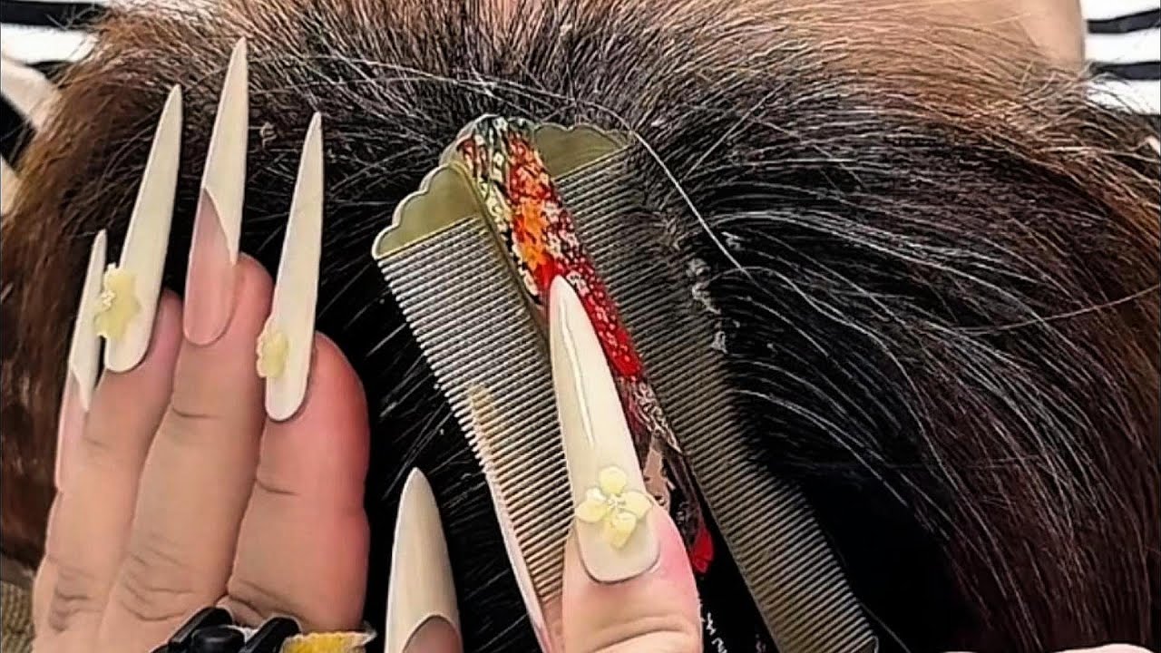 3-Hour ASMR Deep Scalp Cleaning: Nails, Tweezers & Comb Dandruff Removal