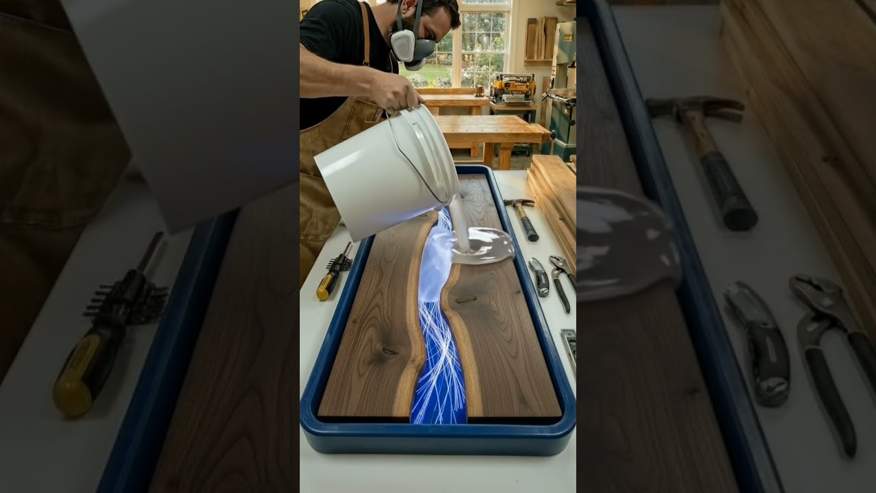 Mind-Blowing Epoxy River Table with Fiber Optic Lights! 🌌