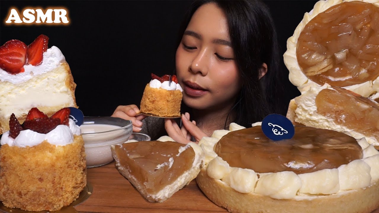ASMR Fancy CHEESECAKE and Vanilla APPLE TART | Eating Sounds