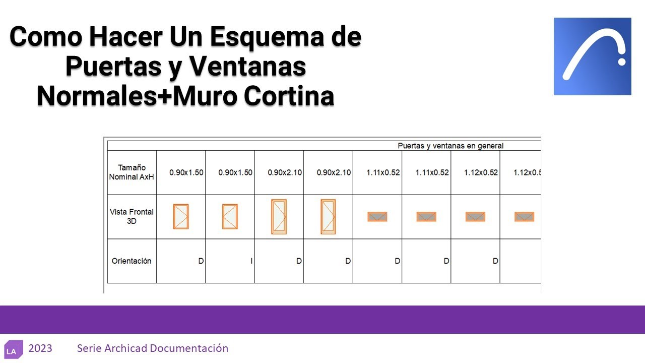 #archicad  Como hacer un Esquema de Puertas y Ventanas Normales más Muro Cortina