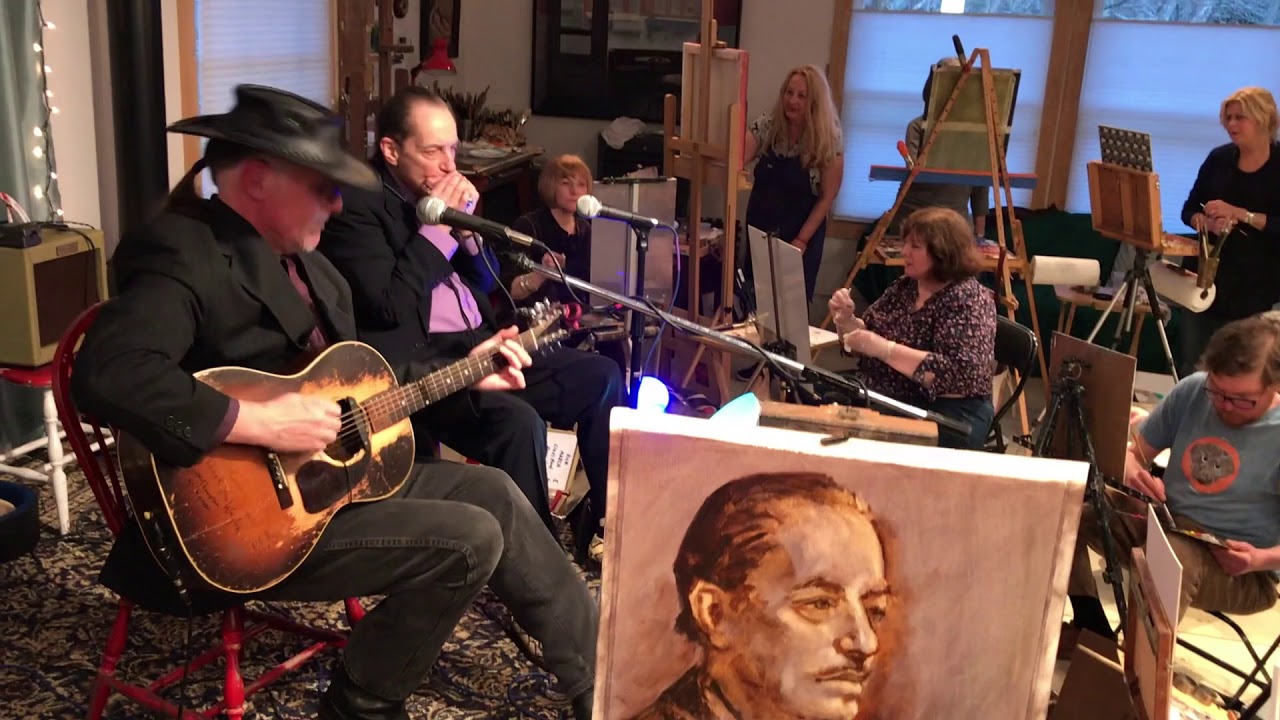 Legendary Blues Harpist Jerry Portnoy performs for group of artists.