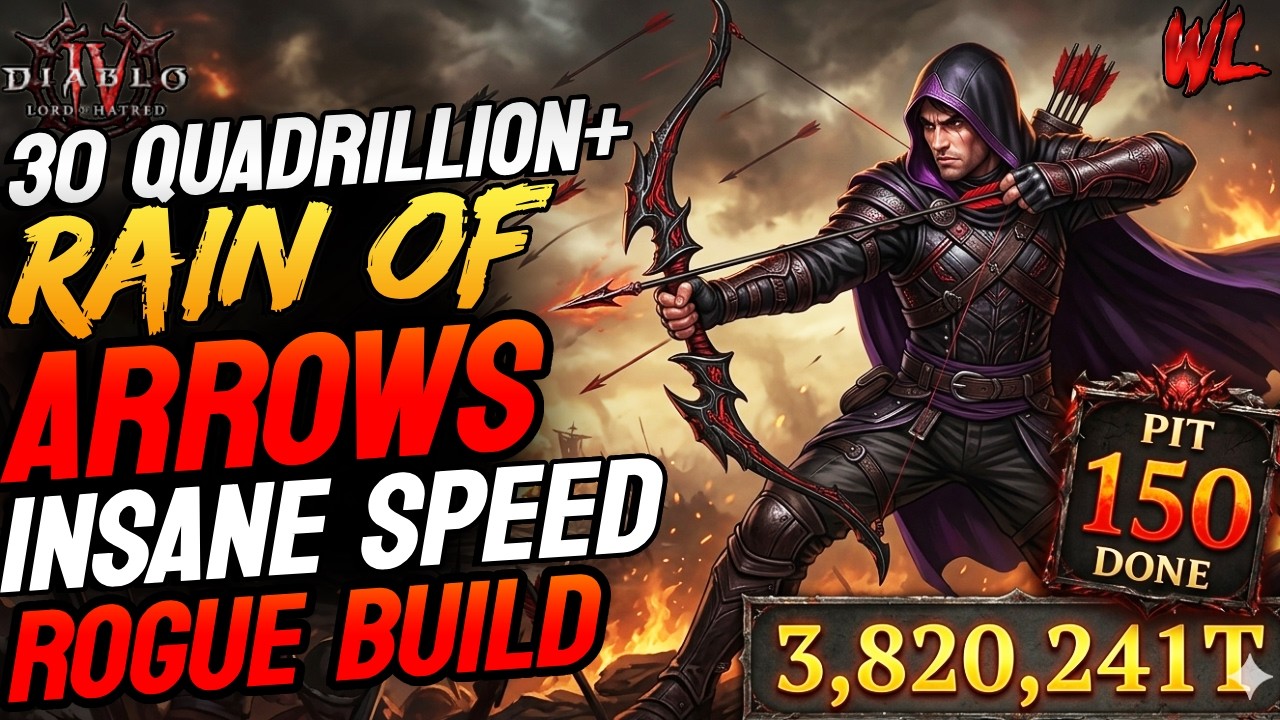 THE STRONGEST BUSTED OP RAIN OF ARROWS ROGUE BUILD IN DIABLO IV LORD OF HATRED