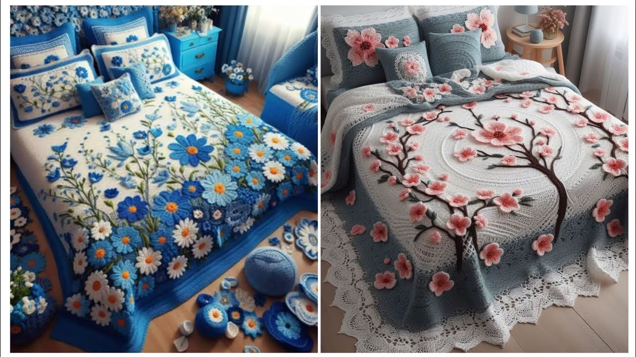 Wool knitted bed sheet model # crochet# knitted # bedsheets