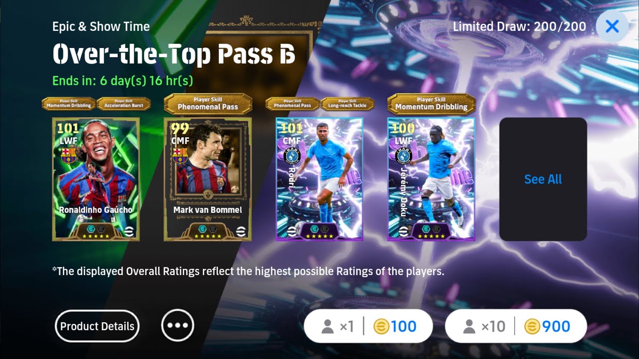 Over-the-Top Pass B Epic & Show Time Pack Opening 😻 107 Rated Ronaldinho + New Legend Mark Bommel ❤️