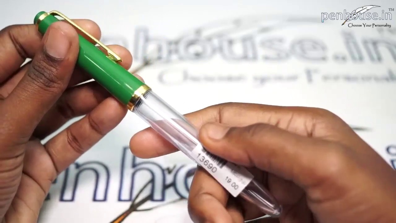Bril Model 52B: 13690 Transparent Body with Green Color Cap Fine Tip Cap Type Fountain Pen