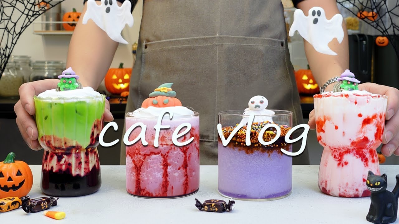 👻Cafe Vlog Collection/Creepy but Tasty! Special Drinks for Halloween🎃Cafe Vlog/ASMR/카페브이로그/no bgm