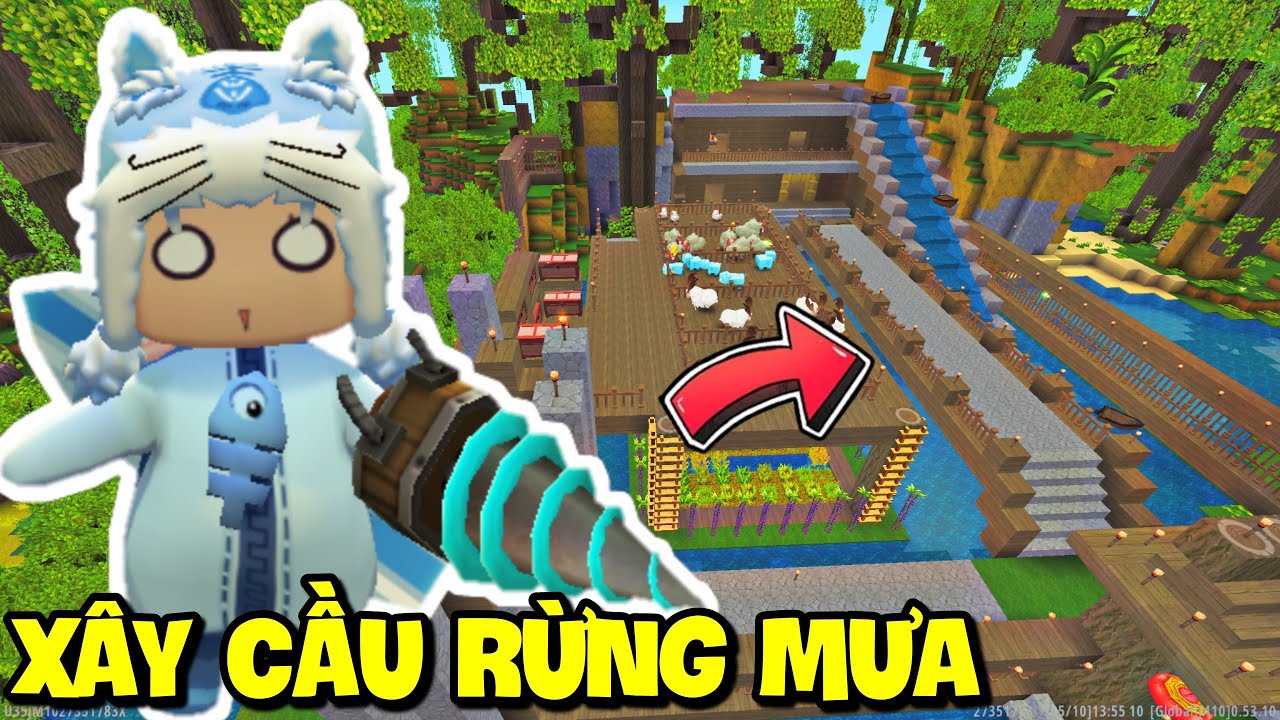 MEOWPEO SINH TỒN RỪNG MƯA MINI WORLD TẬP 9: XÂY CẦU VÀO NHÀ CỰC XỊN CÙNG BEE TEAM