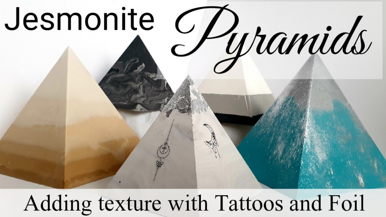 Jesmonite Pyramids with Tattoos, Foil and Floating Pigment