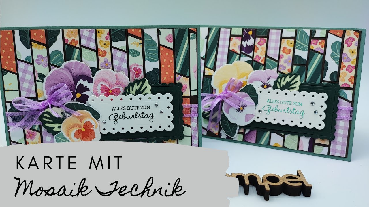 Osterkarte mit Mosaik Technik / Papier-Reste verwerten / Kartentechnik mit Kreativstempel