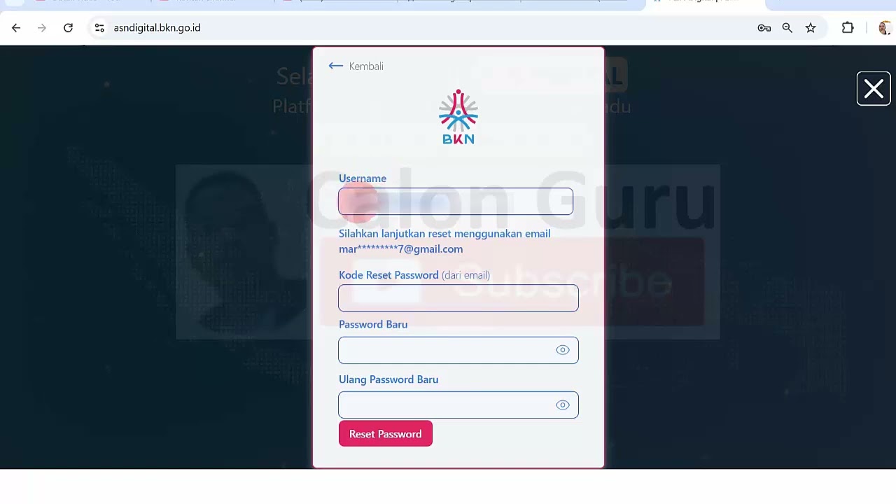 Cara Reset Password (Lupa Password dan Password Lemah) Setelah Mengaktifkan MFA di ASN Digital