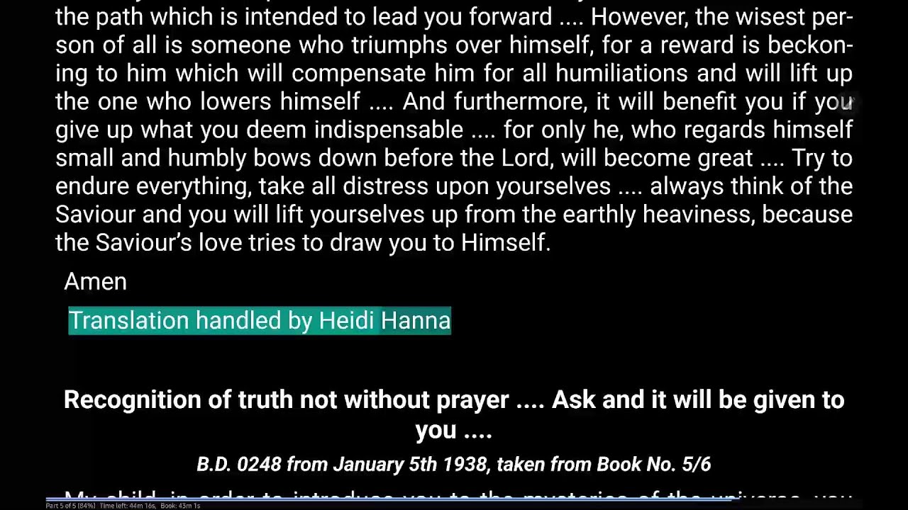 BD0248 Recognition of truth not without prayer . Ask and it will be given to you . (Jan 5, 1938)