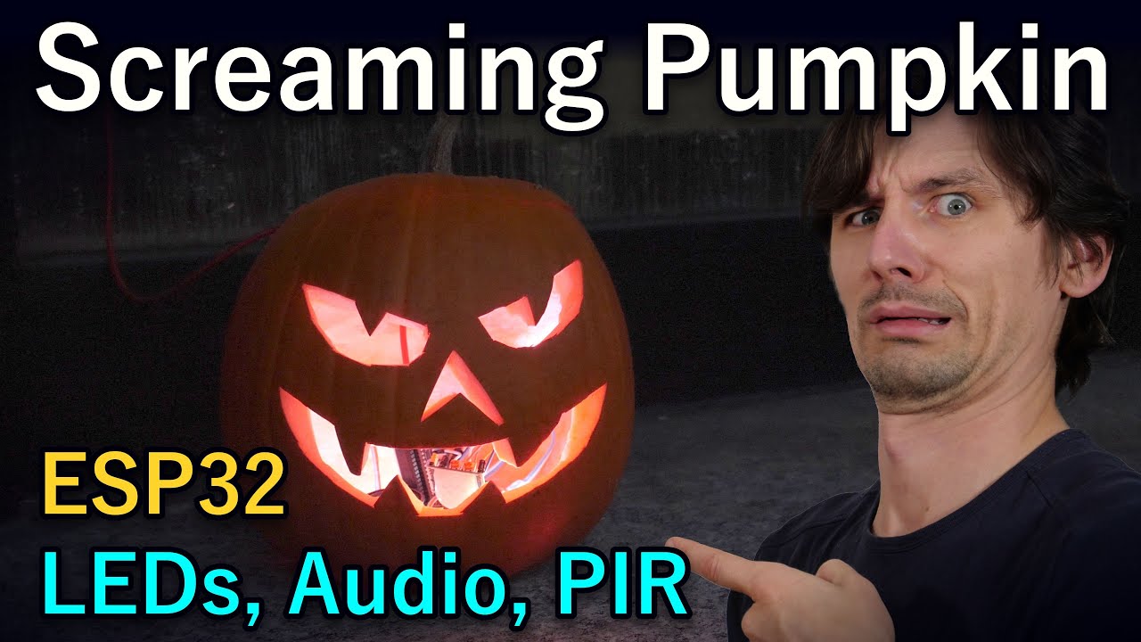 Screaming Pumpkin 3h DIY project [Arduino, ESP32, RGB, Audio, PIR]