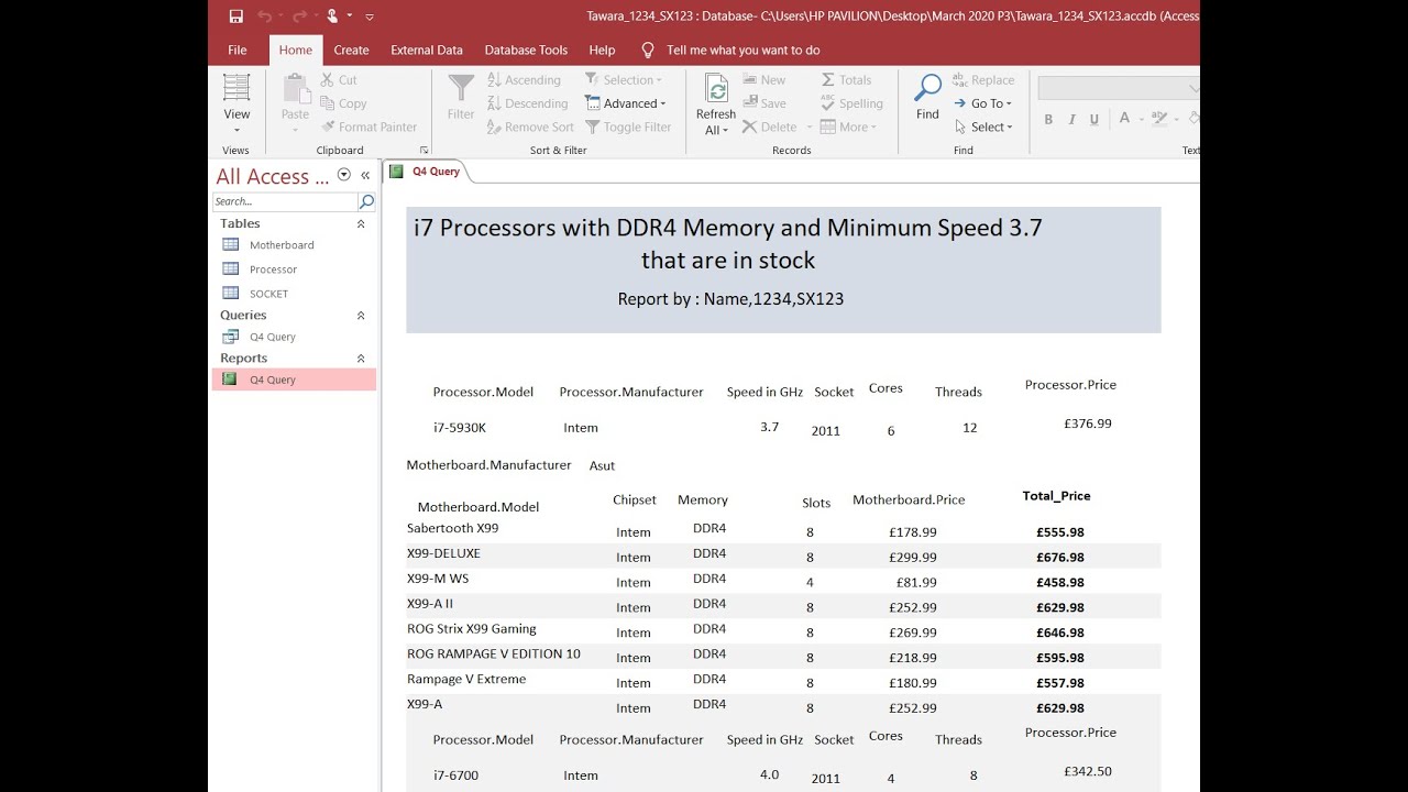 AS Level IT 9626 March 2020 Database Paper 2