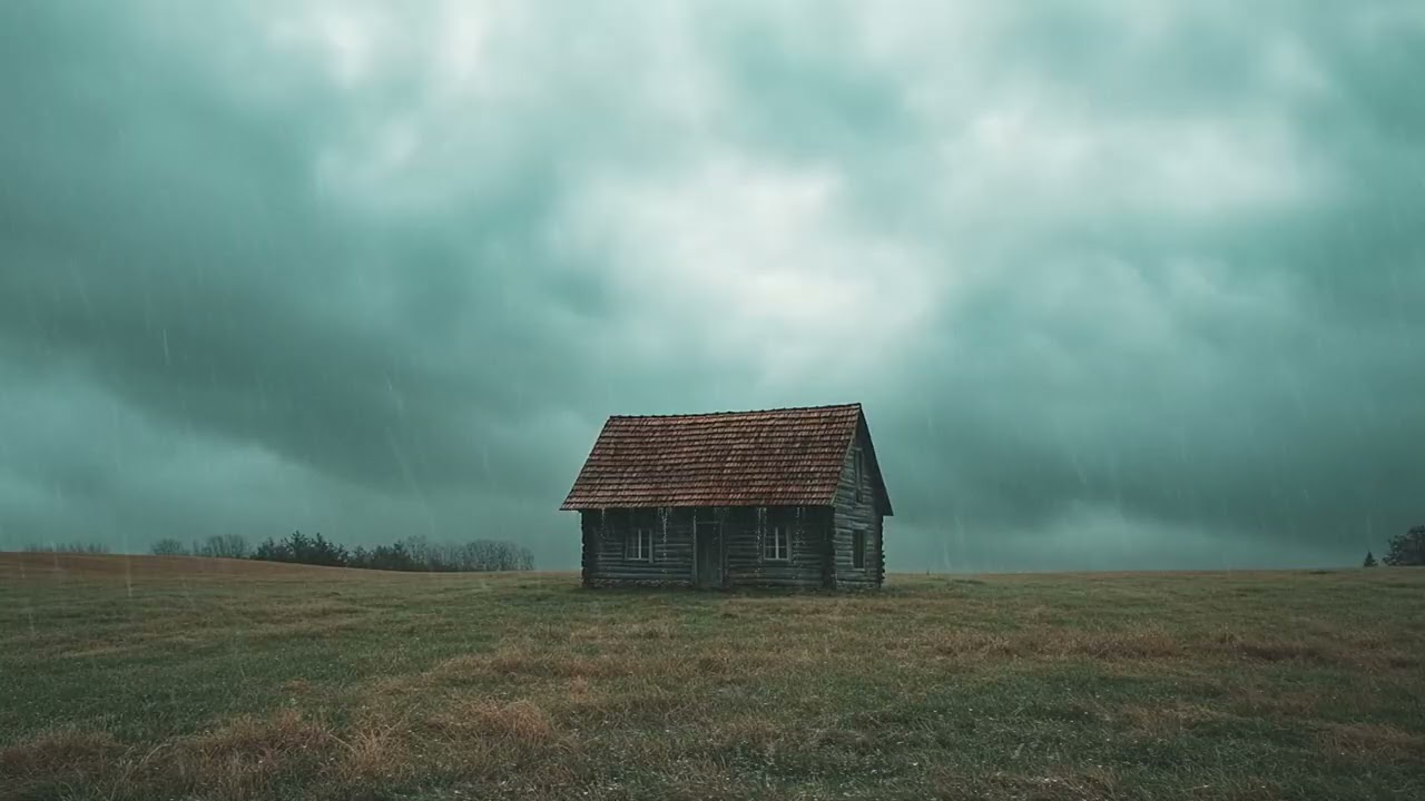 A Small Hill House Listening to the Rain | Calm Night Atmosphere