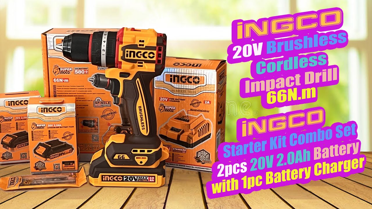 Ingco Cordless Impact Drill 66nm, Battery 20V and Charger FCLI2001