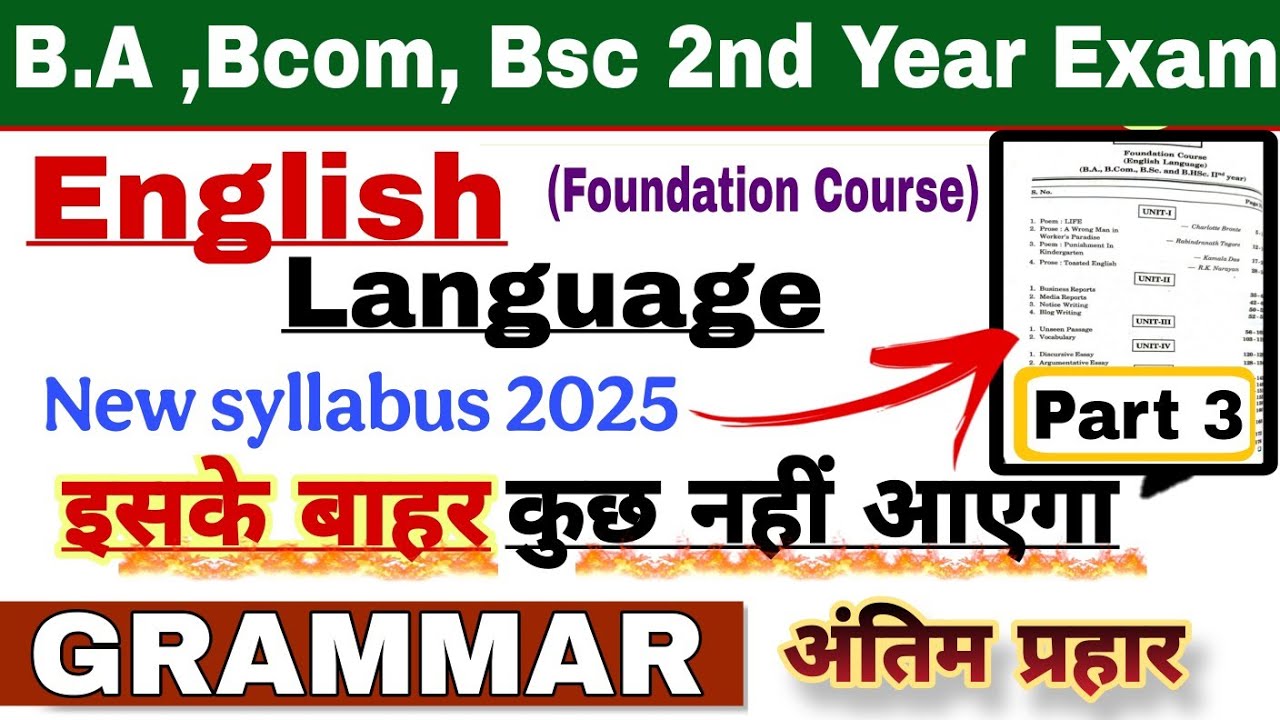 BA/Bsc/Bcom 2nd Year English Language Important Questions 2025 | 2nd Year English Language