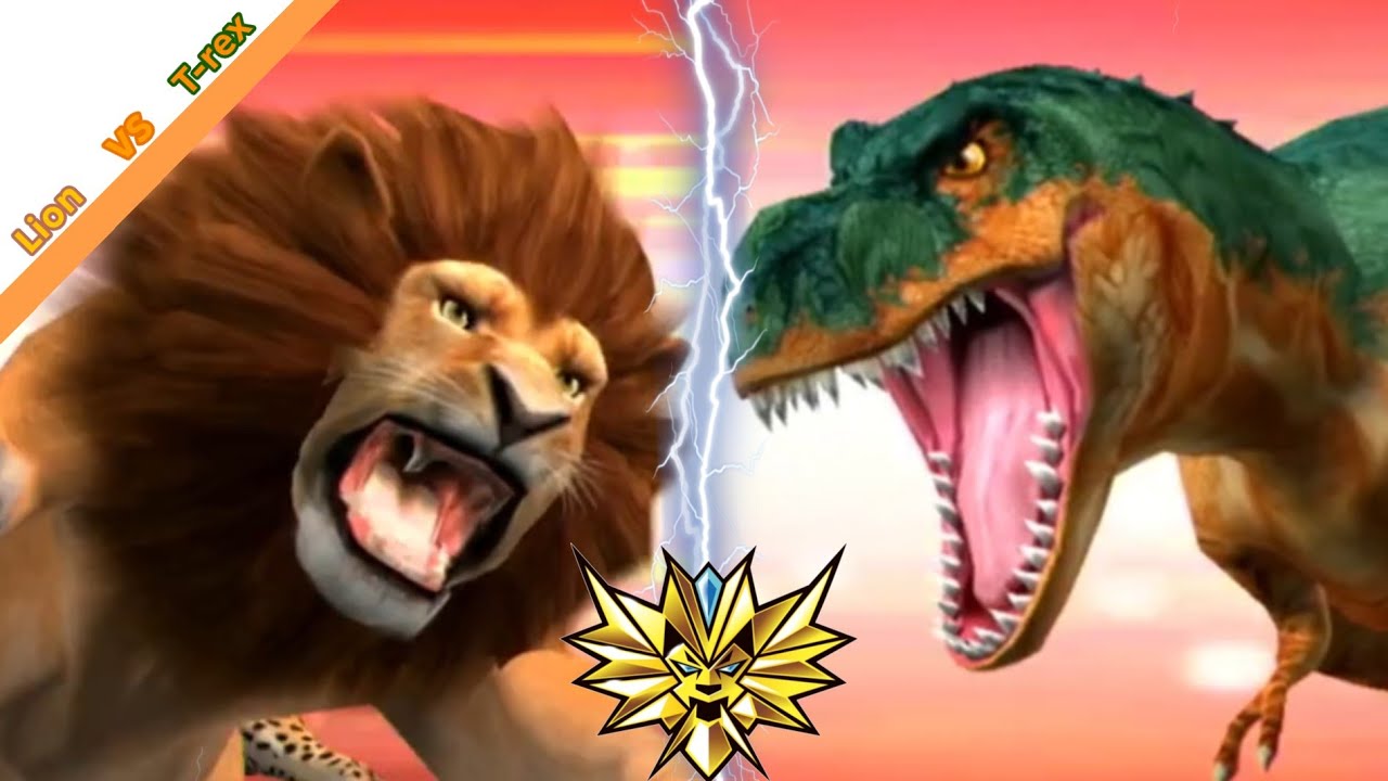 Lion vs T-rex (2 player). Random upload. Strong animal kaiser maximum