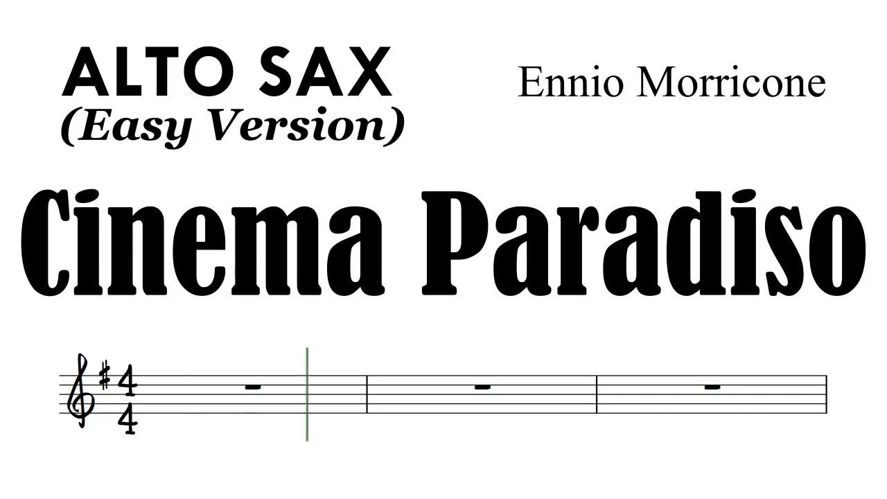 Cinema Paradiso Alto Sax Easy Version Sheet Music Backing Track Partitura Ennio Morricone