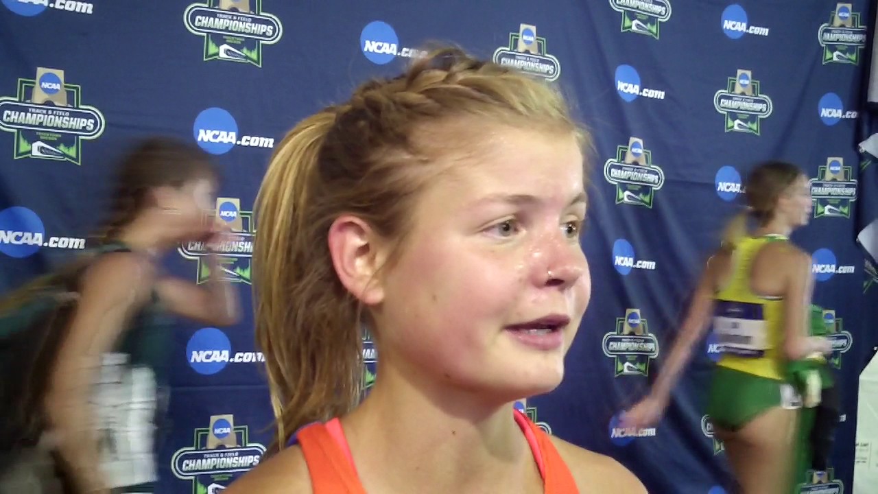Allie Ostrander after winning first NCAA title in steeple at 2017 NCAAs