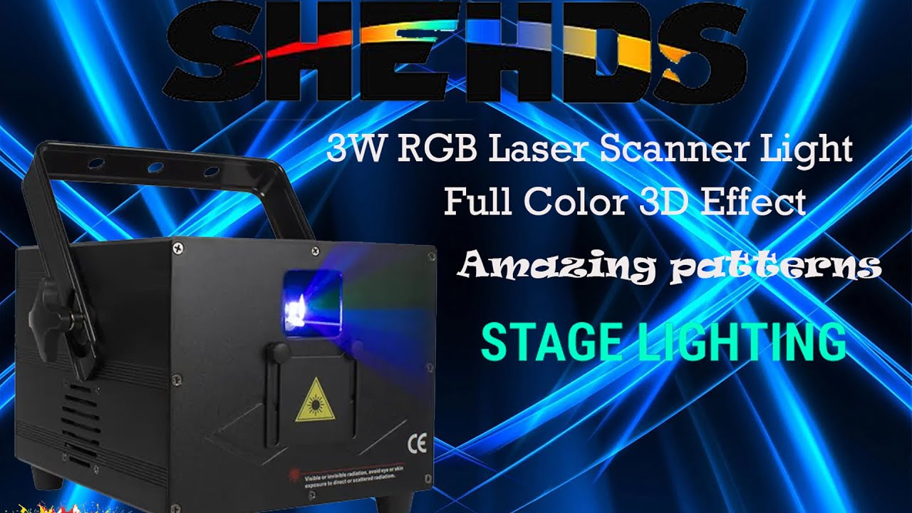 Полноцветный лазерный фонарь SHEHDS RGB мощностью 3 Вт с потрясающими узорами и эффектами