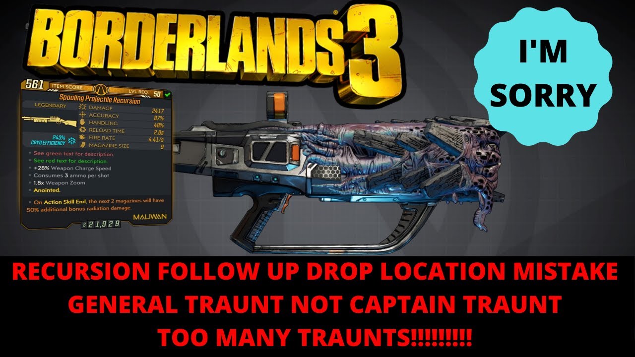 Borderlands 3 Recursion Follow Up