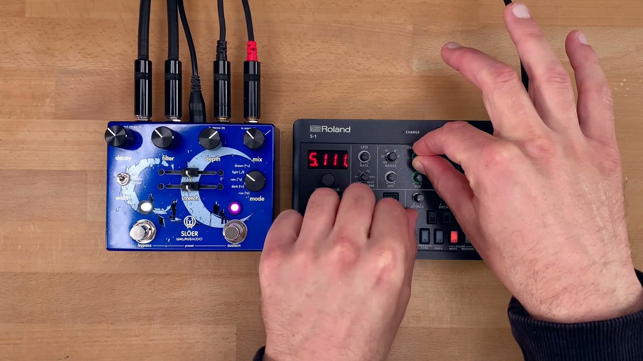 Walrus Audio SLÖER Sound Demo (no talking) with Roland S-1 Synthesizer