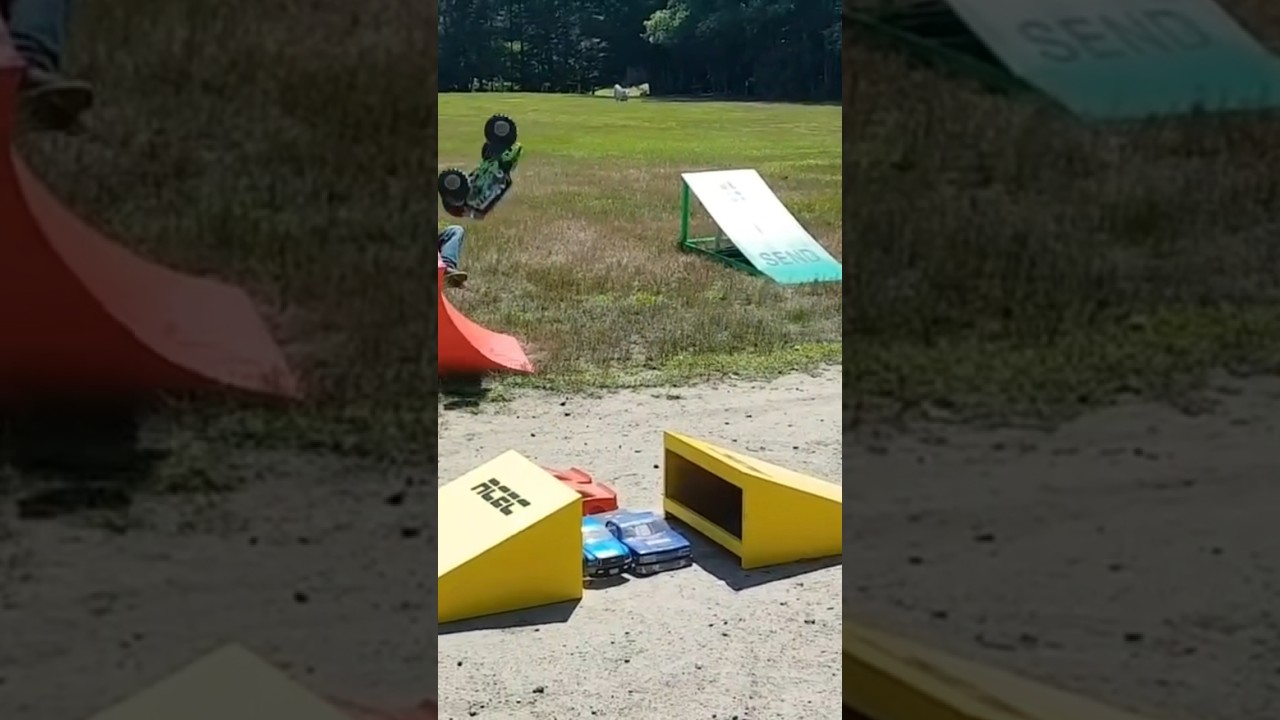 Huge back flip monster truck 3 tires only 