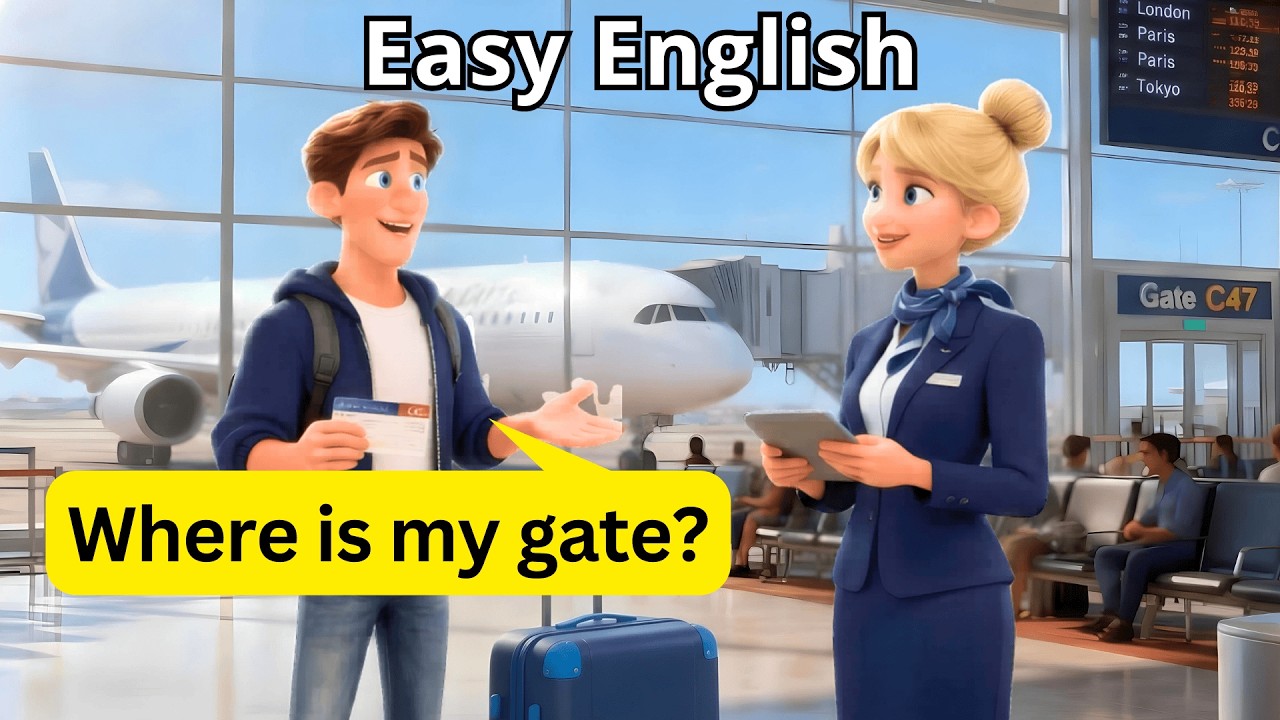 10 простых диалогов на английском языке в аэропорту ✈️ | Диалоги из реальной жизни A1-A2