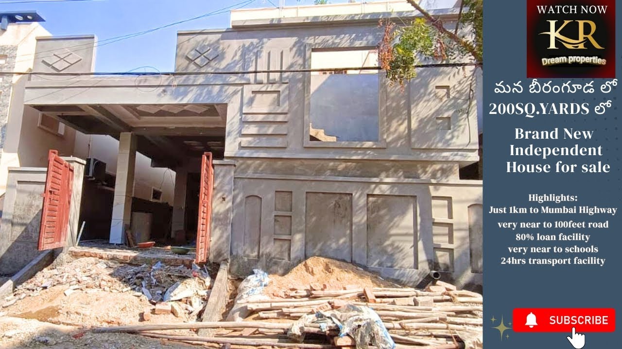 House NO: 156  బీరంగూడ Cuman నుండి Just 1KM దూరంలో 200 SQ. YARDSలో Brand new independent house Sale