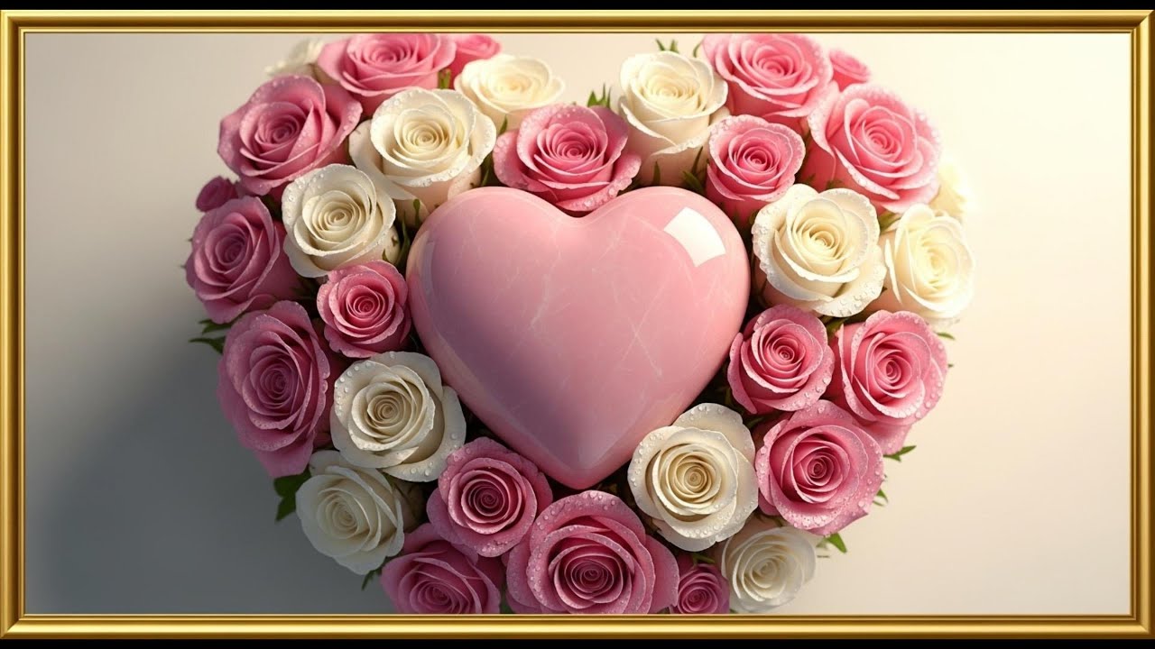 Turn Your TV Into Romantic Art 💖🌹 Roses & Heart in a Gold Frame | Elegant 4K Background