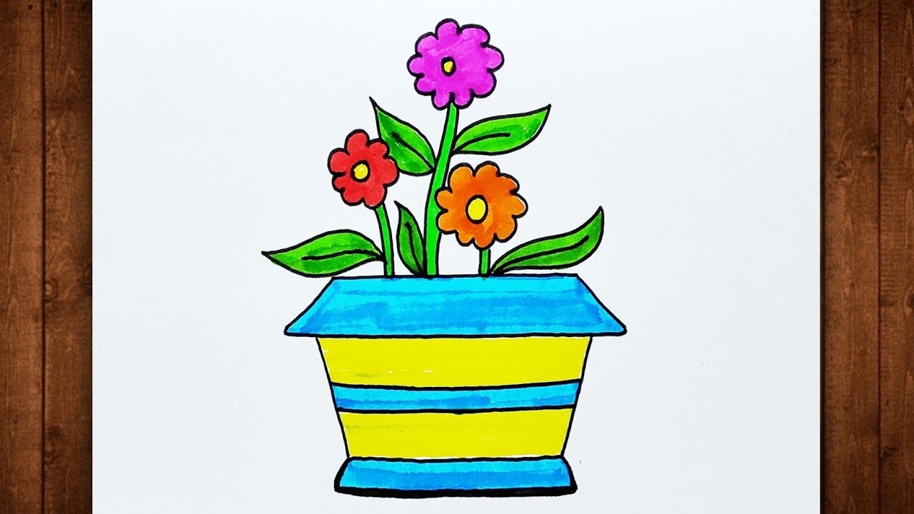Flower Pot Drawing / How To Draw Flower Pot / Fuldani Drawing