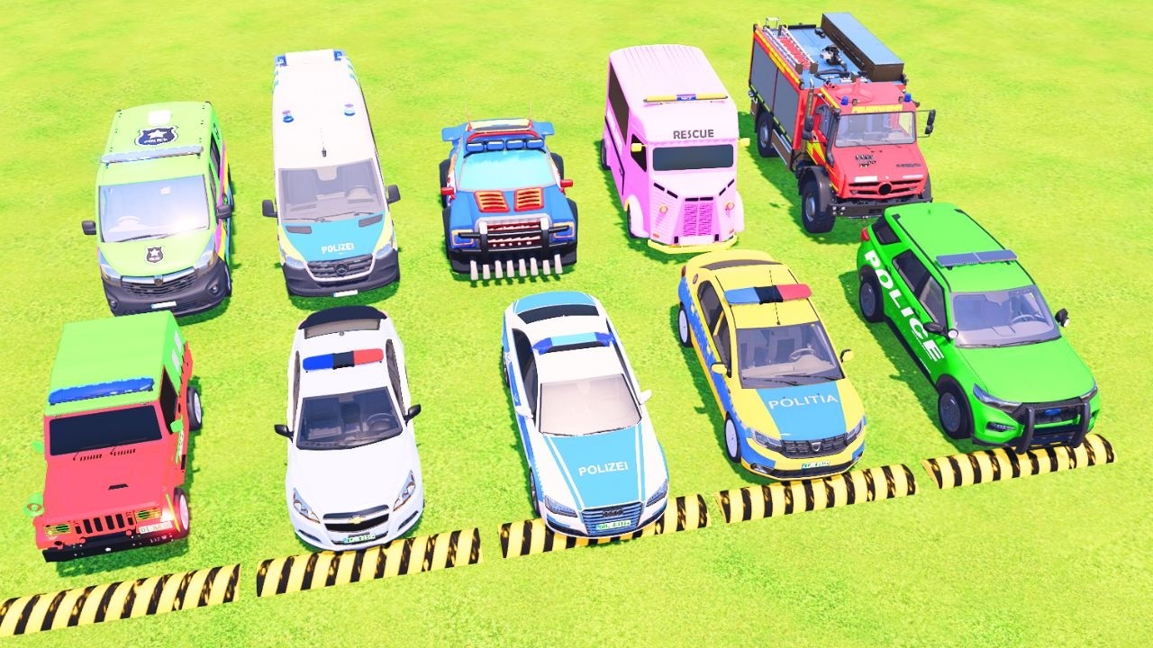 TRANSPORTING POLICE CARS, AMBULANCE, FIRE TRUCK WITH TRUCK VOLVO- FS 22 #fs22  #6