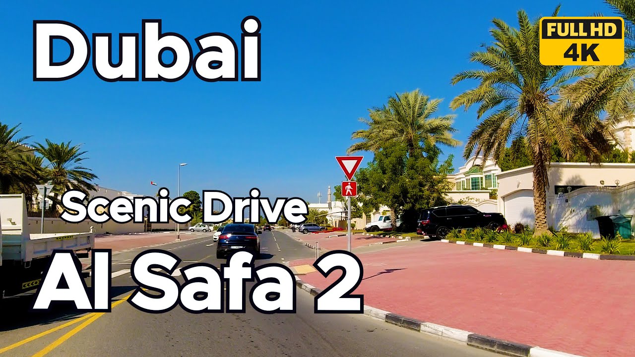 Al Safa 2 Dubai |  Trees Flowers Sidewalks | Beautiful Scenic Drive