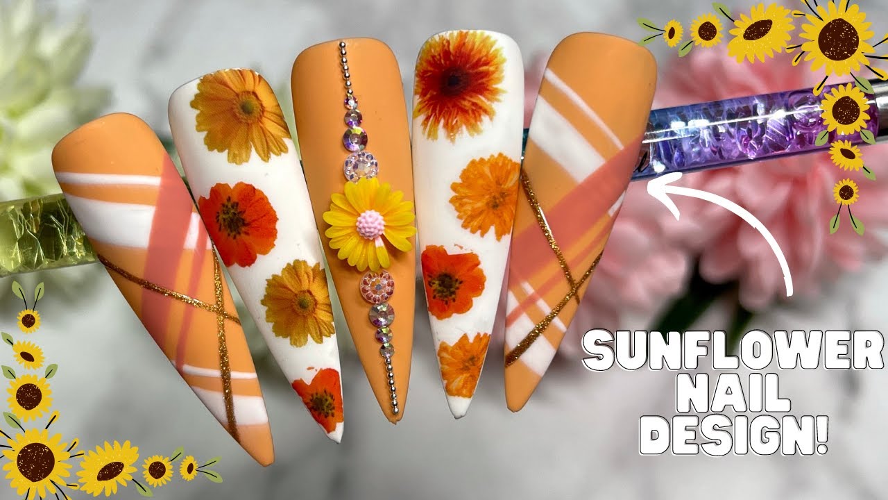 AUTUMN SUNFLOWER NAIL DESIGN| EASY PLAID NAIL ART TUTORIAL| VENALISA| MADAM GLAM