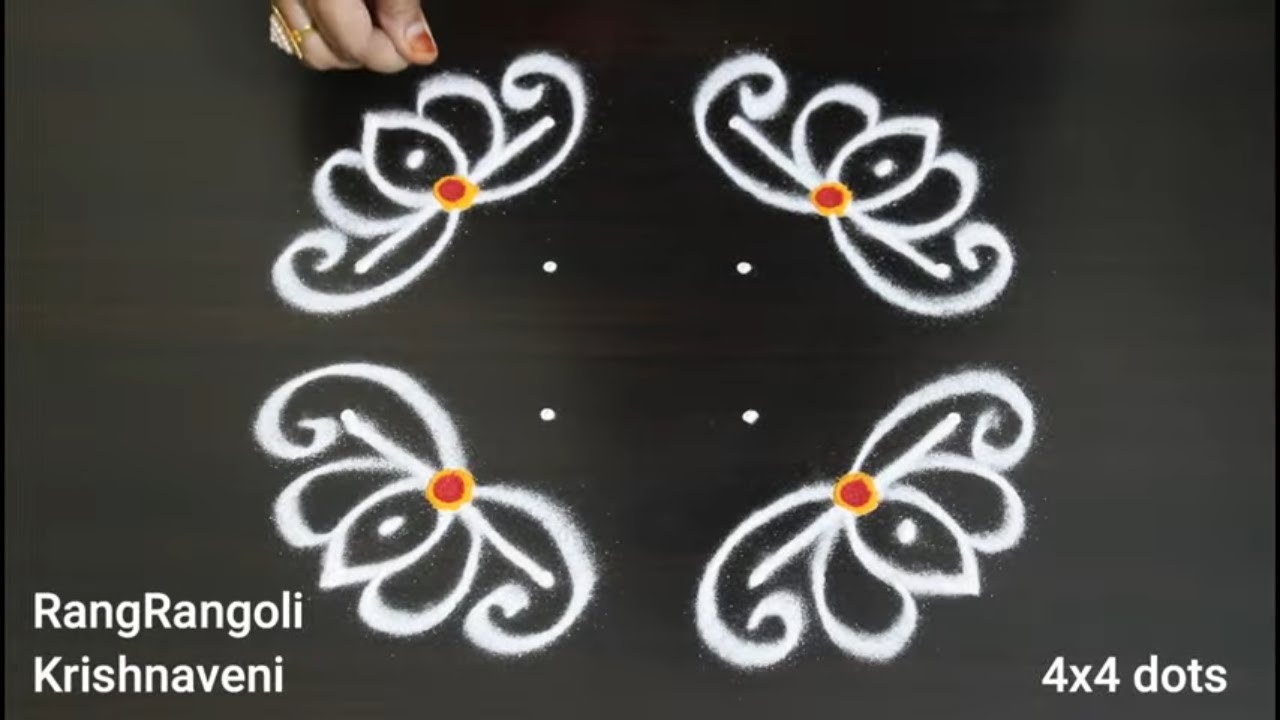 🍀Daily use Rangoli Kolam(4x4 dots)🍀Apartment Muggulu by RangRangoli Krishnaveni