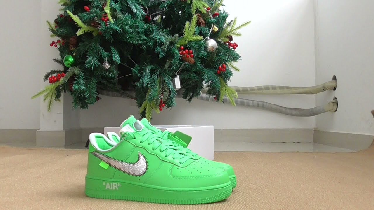 Off White Nike Air Force 1 Low Green Unboxing Review & On Feet