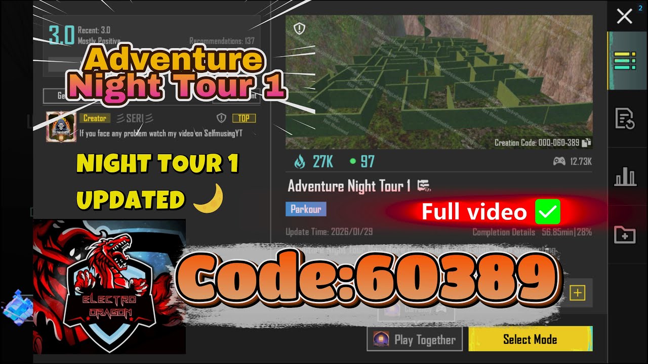 Adventure Night Tour 1 🌙 UPDATED 🔥 | map code 60389 |
